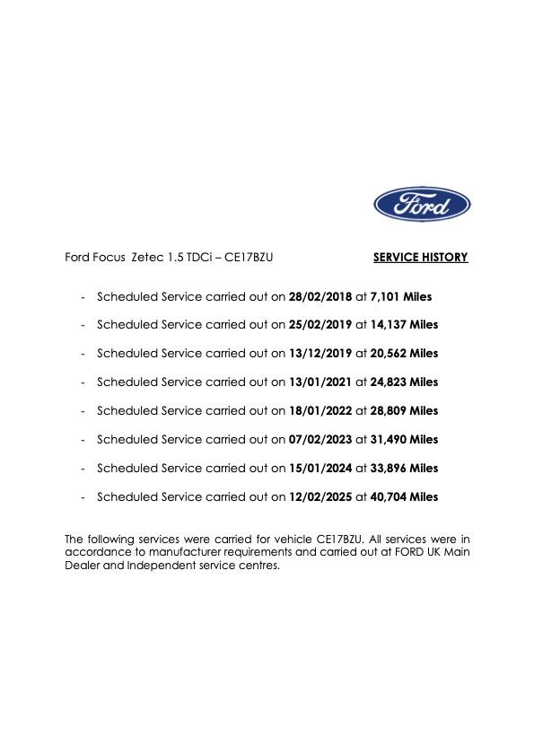 Ford Focus 1.5 TDCi Zetec Hatchback 5dr Diesel Manual Euro 6 (s/s) (120 ps)