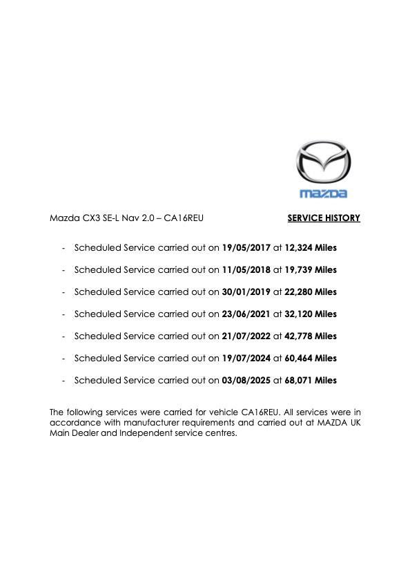 Mazda CX-3 2.0 SKYACTIV-G SE-L Nav SUV 5dr Petrol Manual Euro 6 (s/s) (121 ps)
