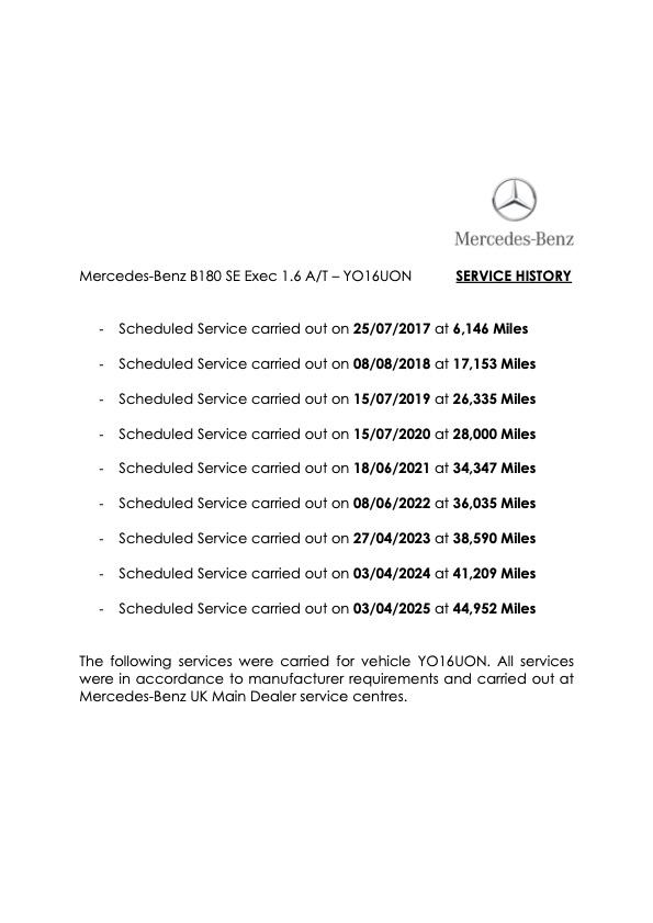 Mercedes-Benz B Class 1.6 B180 SE (Executive) MPV 5dr Petrol 7G-DCT Euro 6 (s/s) (122 ps)