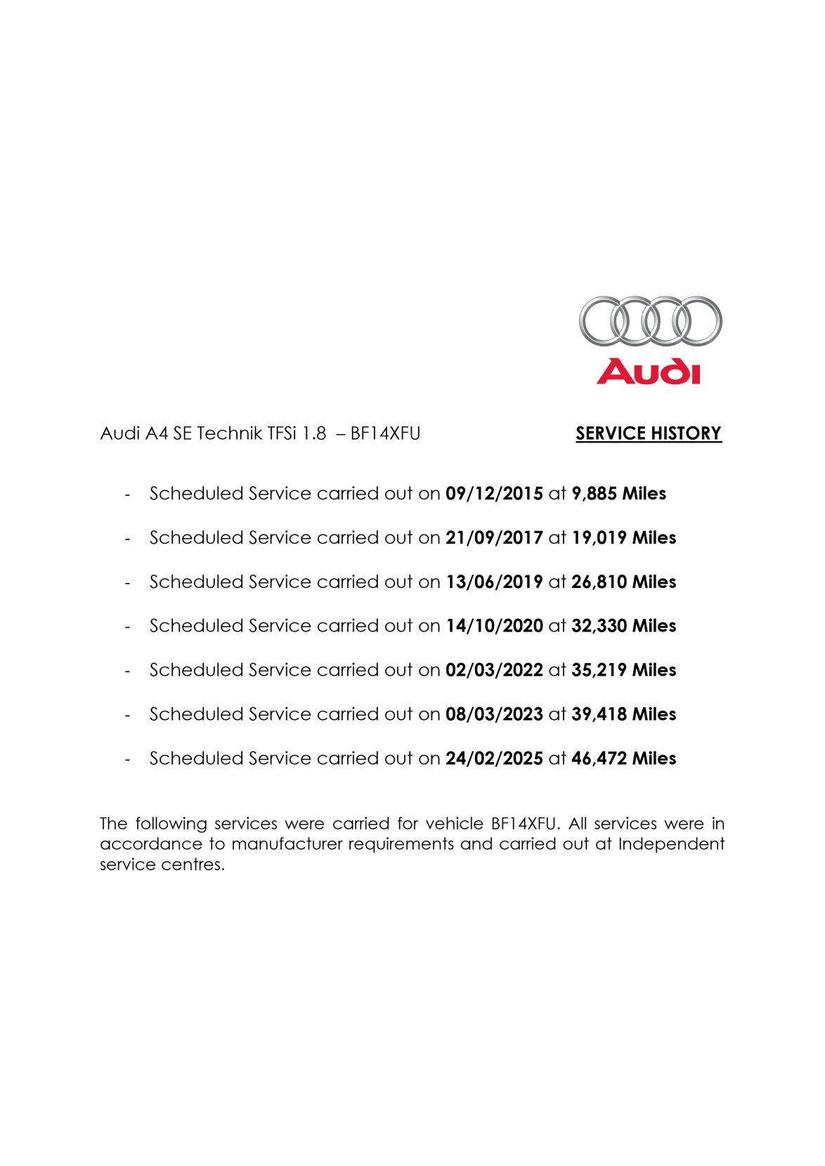 Audi A4 1.8 TFSI SE Technik Saloon 4dr Petrol Manual Euro 5 (s/s) (120 ps)