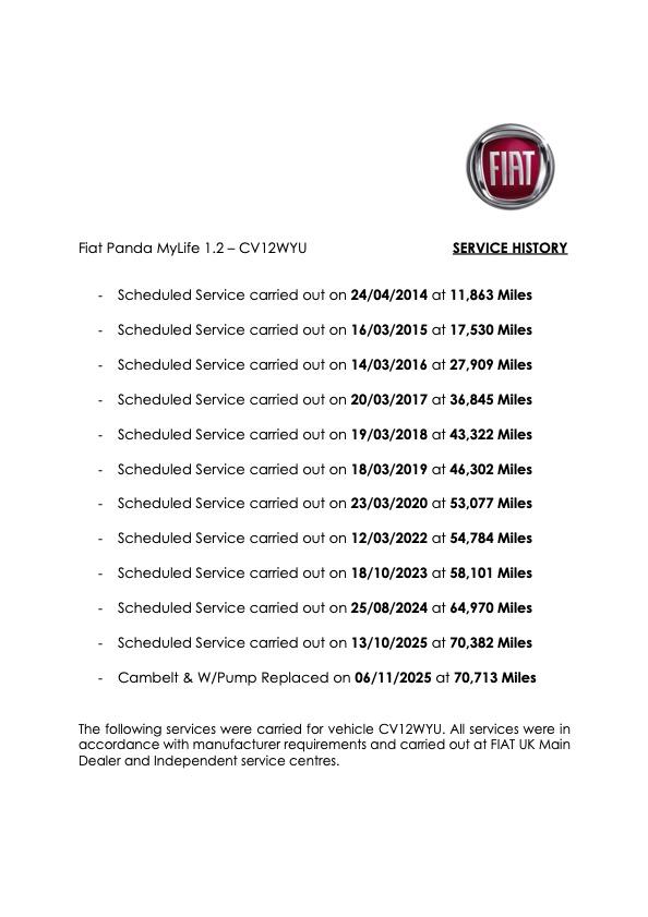 Fiat Panda 1.2 MyLife Hatchback 5dr Petrol Manual (113 g/km, 60 bhp)