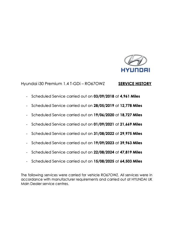 Hyundai i30 1.4 T-GDi Blue Drive Premium Hatchback 5dr Petrol Manual Euro 6 (s/s) (140 ps)