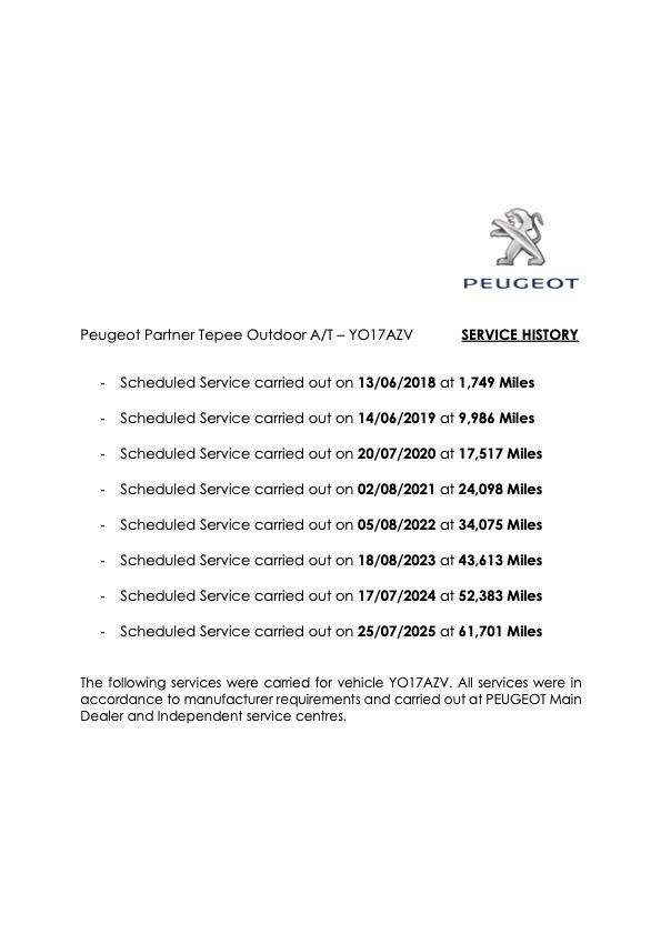 Peugeot Partner Tepee 1.6 BlueHDi Outdoor MPV 5dr Diesel ETG Euro 6 (s/s) (100 ps)