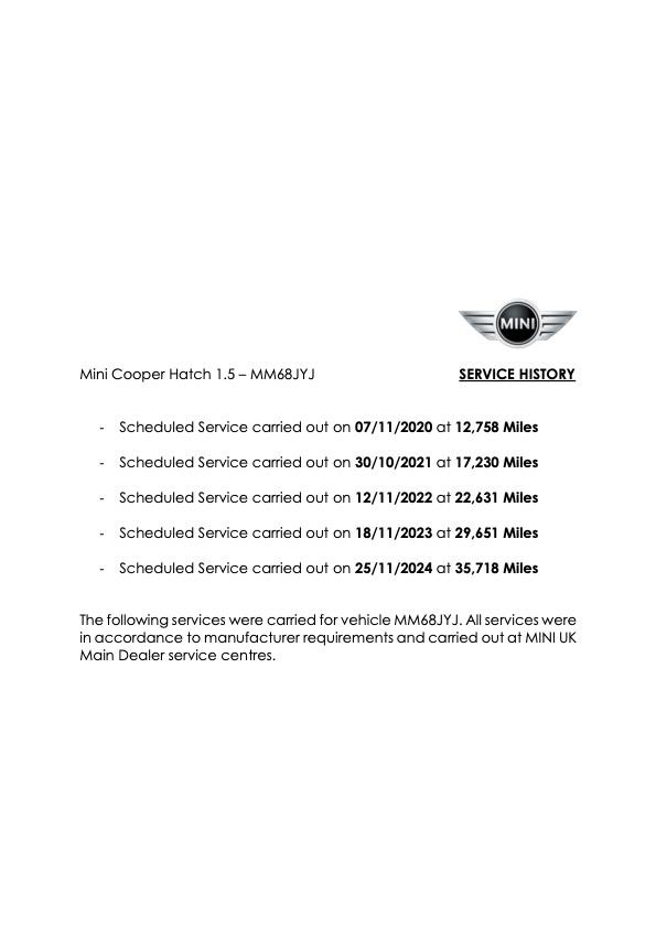 MINI Hatch 1.5 Cooper Hatchback 5dr Petrol Manual Euro 6 (s/s) (136 ps)