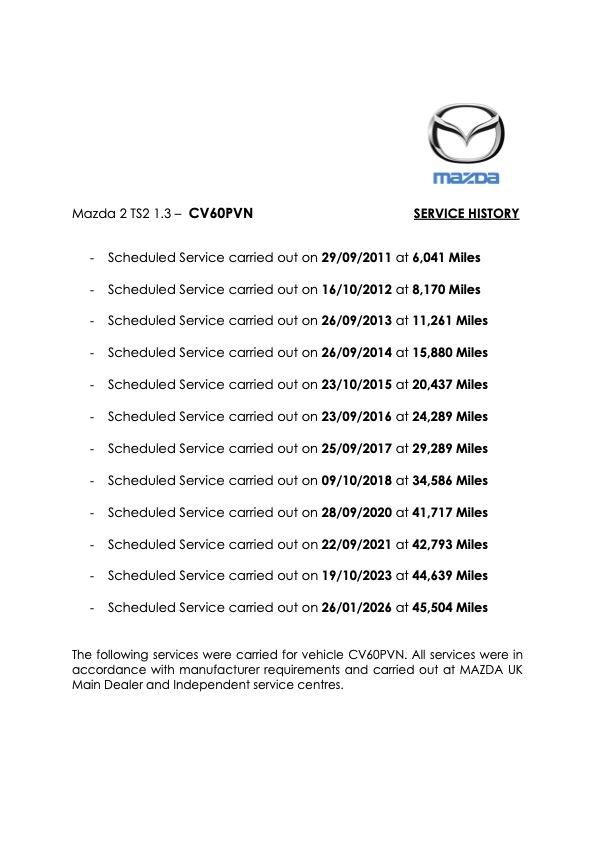Mazda Mazda2 1.3 TS2 Hatchback 5dr Petrol Manual Euro 4 (86 ps)